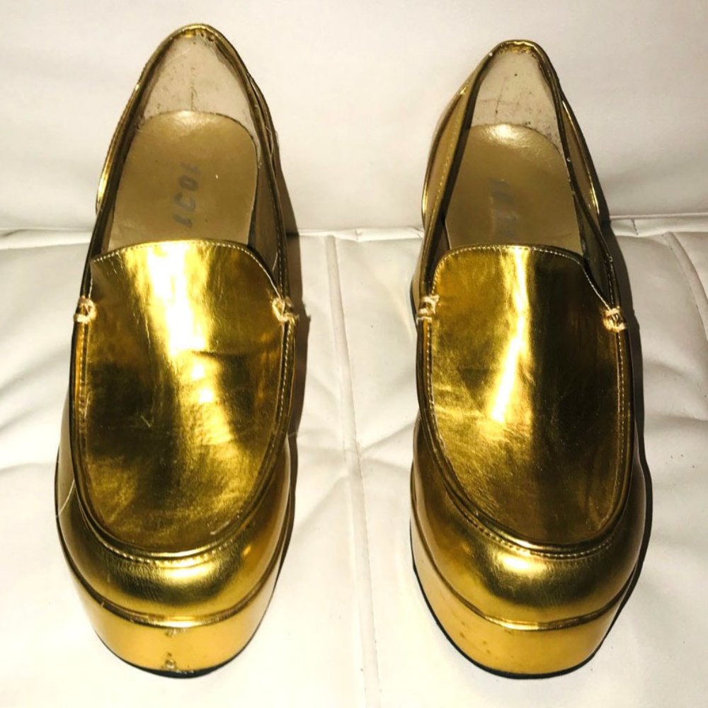 Vintage Gold unisex platform loafers